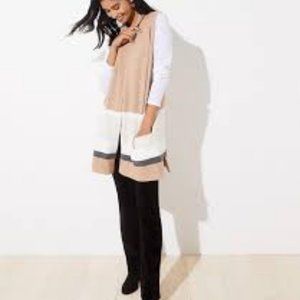 NWT Loft Colorblock Pocket Vest Neutral Stripe